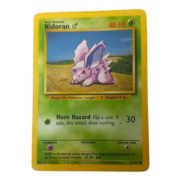 Pokemon Nidoran Male 55/102 Base Set Common WOTC Vintage TCG MP
