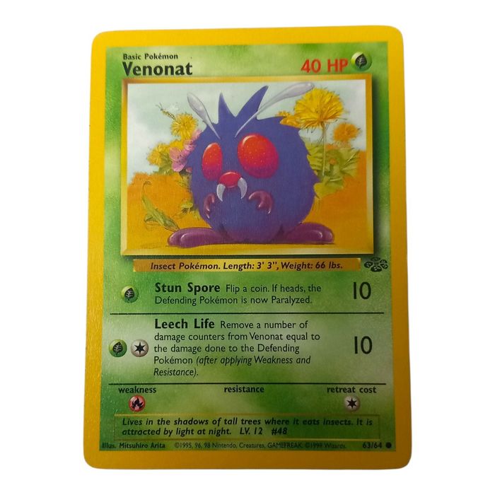 Pokemon Venonat 63/64 Jungle Common WOTC Vintage TCG MP