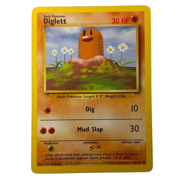 Pokemon Diglett 47/102 Base Set Common WOTC Vintage TCG MP
