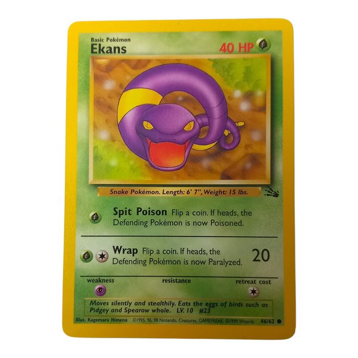 Pokemon Ekans 46/62 Fossil Common WOTC Vintage TCG MP