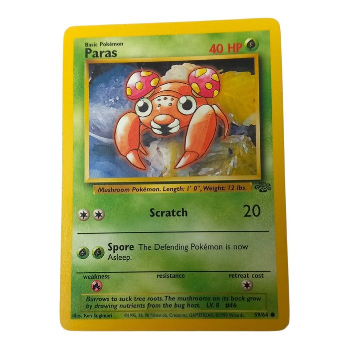 Pokemon Paras 59/64 Jungle Common WOTC Vintage TCG MP