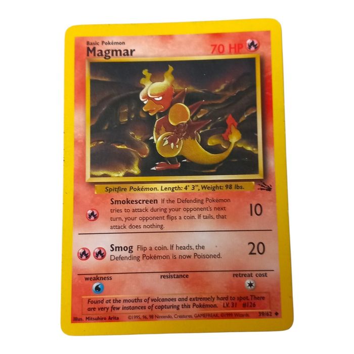 Pokemon Magmar 39/62 Fossil Uncommon WOTC Vintage TCG MP