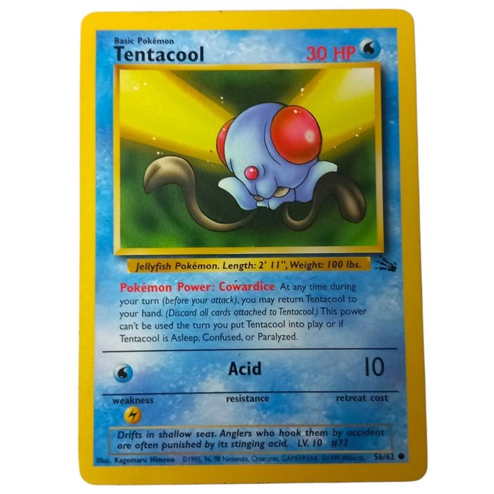 Pokemon Tentacool 56/62 Fossil Common WOTC Vintage TCG MP