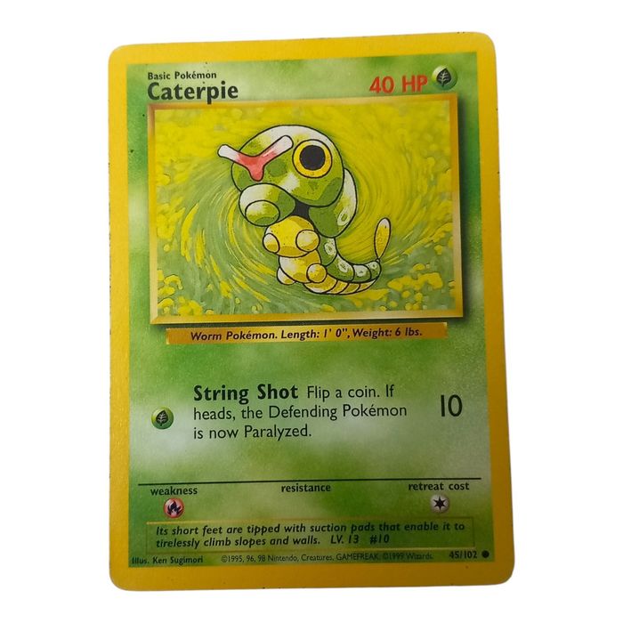 Pokemon Caterpie 45/102 Base Set Common WOTC Vintage TCG MP