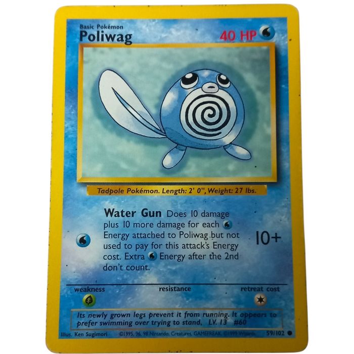 Pokemon Poliwag 59/102 Base Set Common WOTC Vintage TCG MP