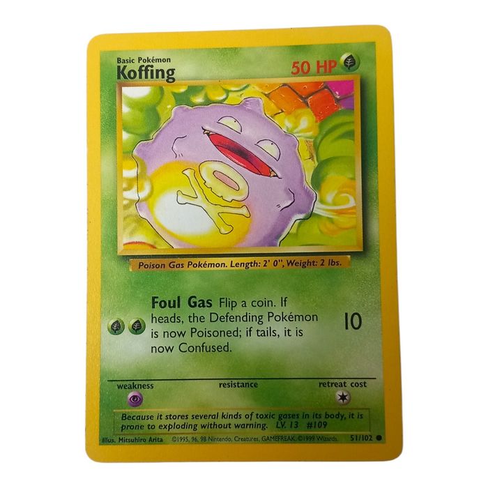 Pokemon Koffing 51/102 Base Set Common WOTC Vintage TCG MP