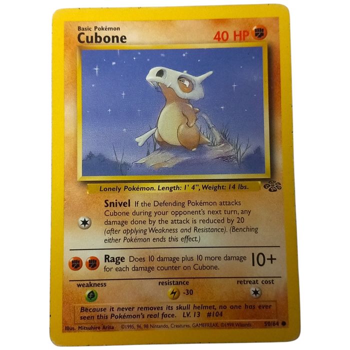 Pokemon Cubone 50/64 Jungle Common WOTC Vintage TCG MP
