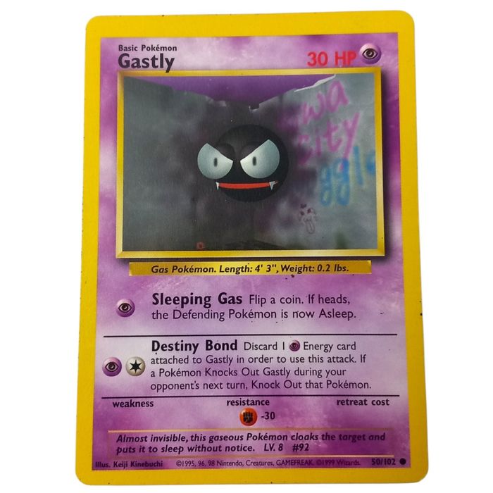 Gastly Base Set 50/102 Common MP WOTC Pokémon Card