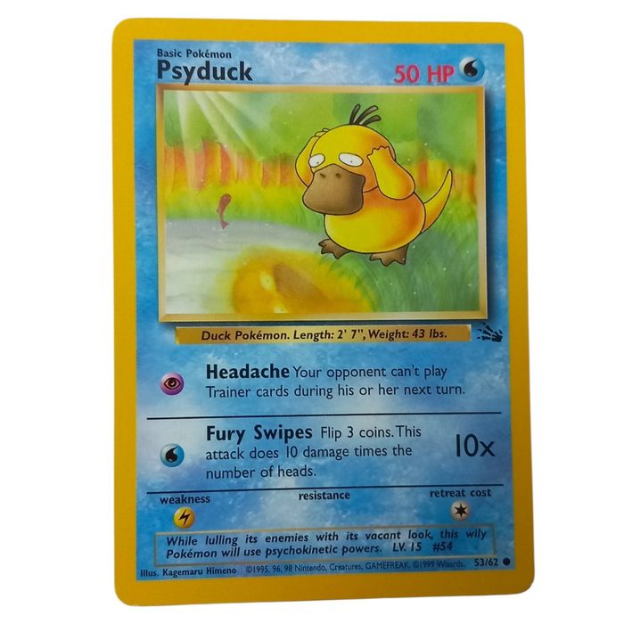 Psyduck Fossil 53/62 Common MP WOTC Pokémon Card