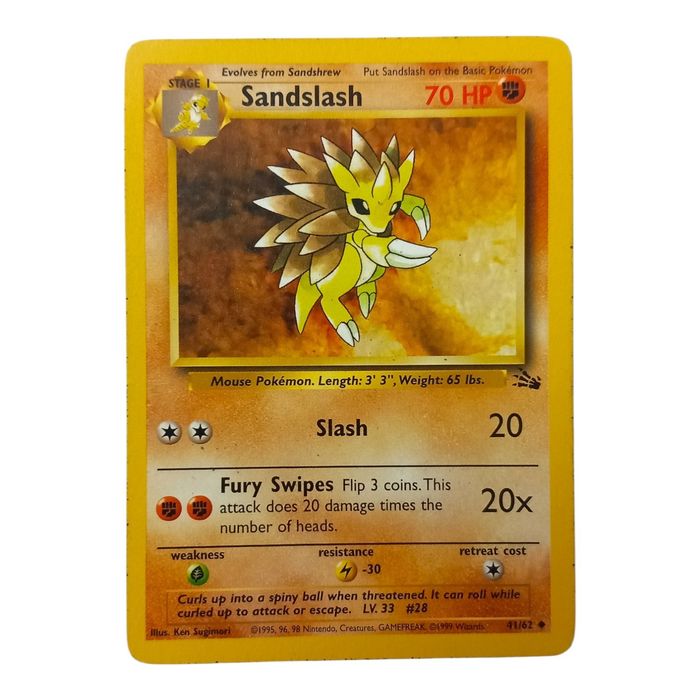 Sandslash Fossil 41/62 Uncommon MP WOTC Pokémon Card