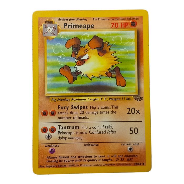 Primeape Jungle 43/64 Uncommon MP WOTC Pokémon Card
