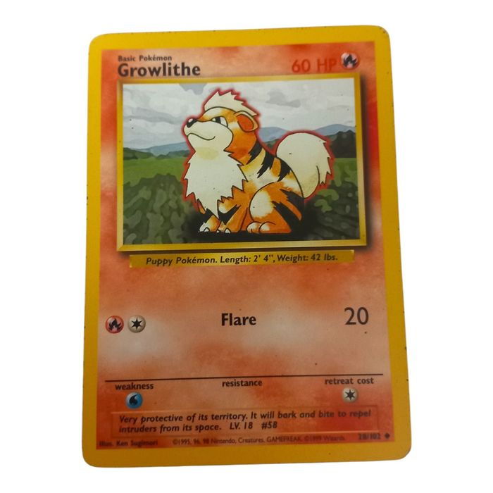 Pokémon Growlithe 28/102 Base Set MP Uncommon WOTC