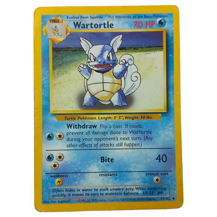 Wartortle Base Set 42/102 Uncommon MP WOTC Pokémon Card