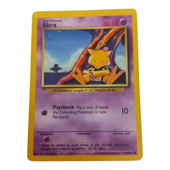 Pokémon Abra 43/102 Base Set MP Common WOTC