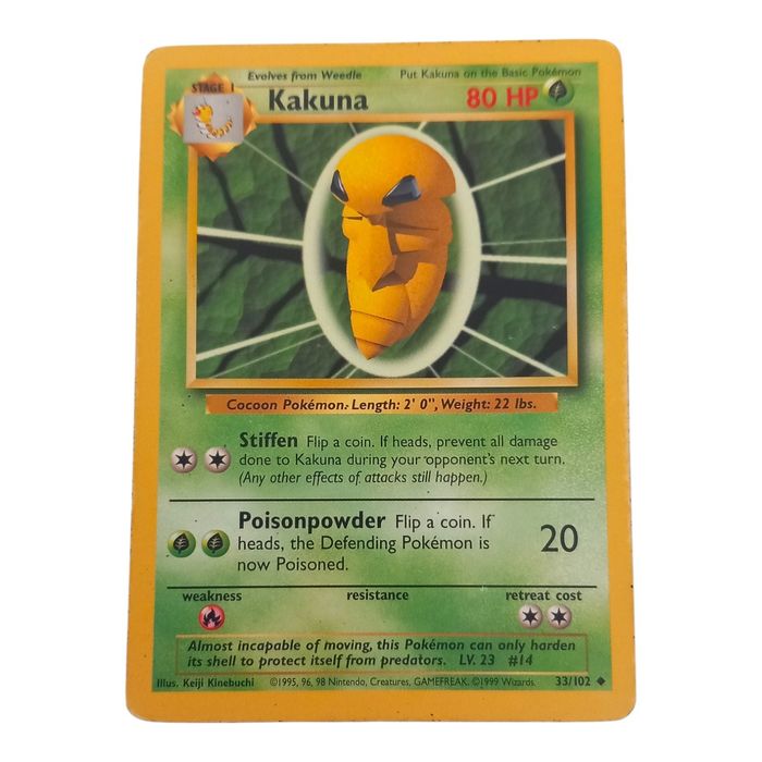 Kakuna Base Set 33/102 Uncommon MP WOTC Pokémon Card