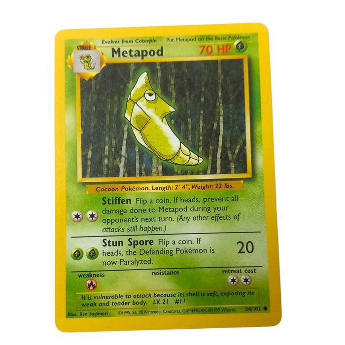 Metapod 54/102 MP Common Base Set WOTC Pokémon TCG Card Stage 1 Regular