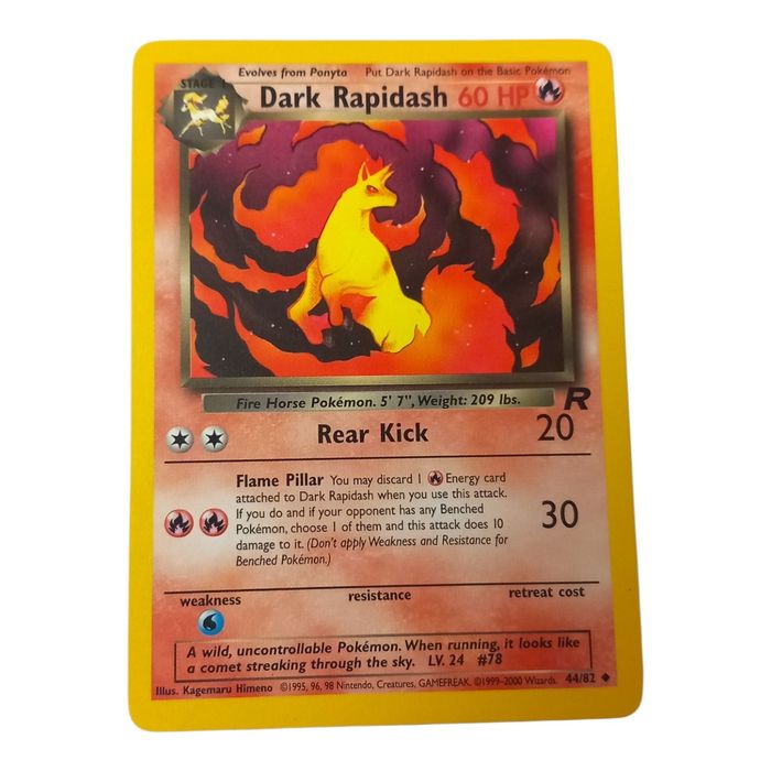 Pokémon Dark Rapidash 44/82 Team Rocket MP Uncommon WOTC Stage 1 Regular