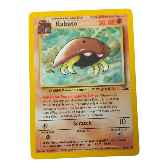 Kabuto 50/62 MP Common Fossil WOTC Pokémon TCG Card Stage 1 Regular