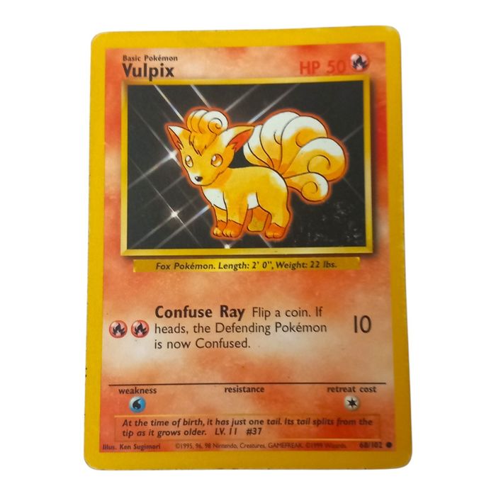Pokémon Vulpix 68/102 Base Set MP Common WOTC Basic Regular