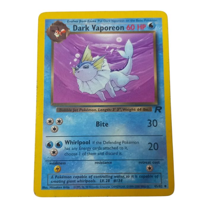 Pokémon Dark Vaporeon 45/82 Team Rocket MP Uncommon WOTC Stage 1 Regular
