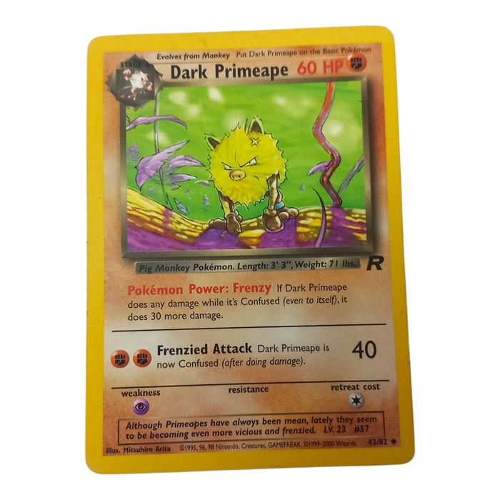 Pokémon Dark Primeape 43/82 Team Rocket MP Uncommon WOTC Stage 1 Regular