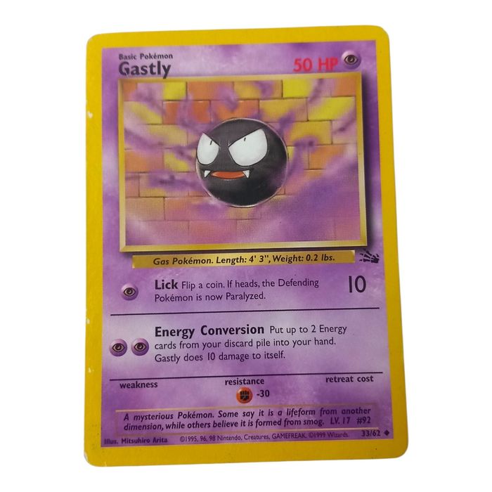 Gastly 33/62 MP Uncommon Fossil WOTC Pokémon TCG Card Basic Regular