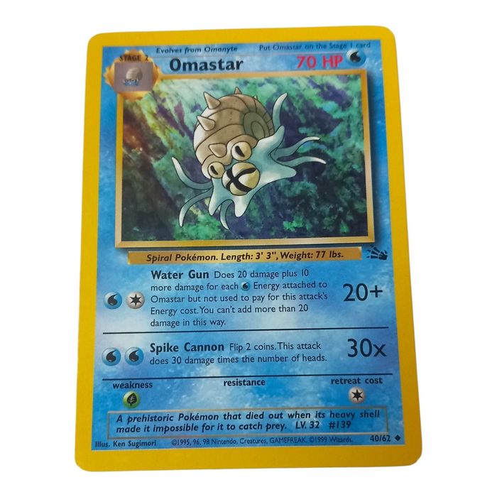 Pokémon Omastar 40/62 Fossil MP Uncommon WOTC Stage 2 Non Holo