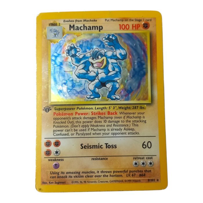 Machamp 8/102 Base Set 1st Edition Holo HP WOTC Pokemon TCG Card Stage 2 Rare