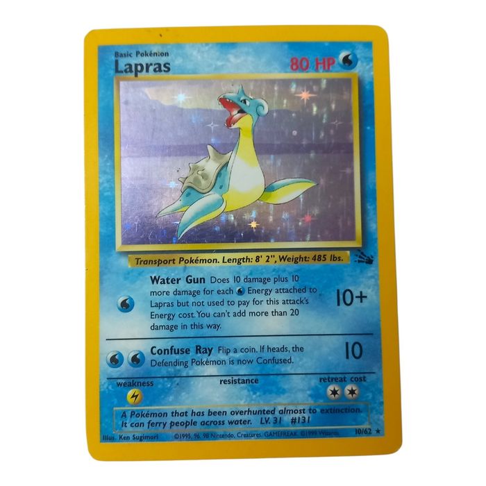 Lapras 10/62 Fossil Holo MP WOTC Rare Pokemon TCG Card Basic