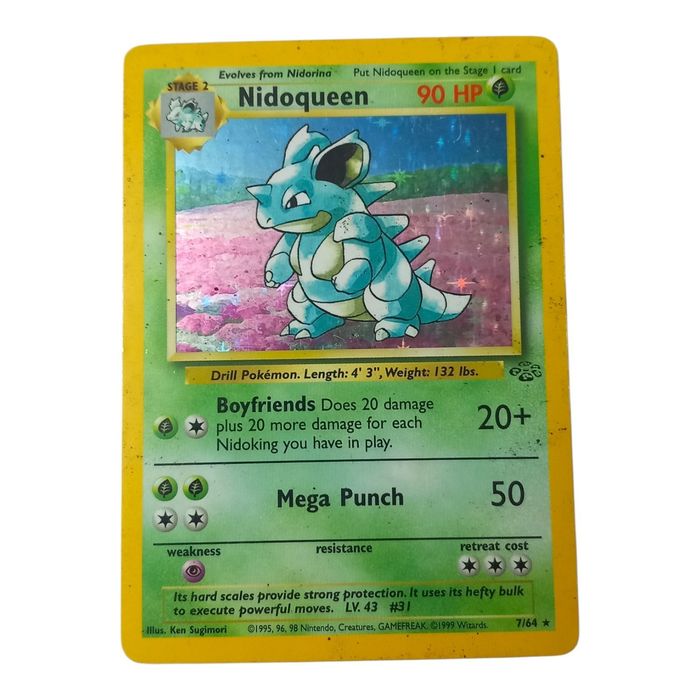 Nidoqueen 7/64 Jungle Holo MP WOTC Vintage Pokemon TCG Card Stage 2 Rare