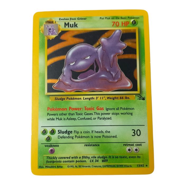 Muk 13/62 Fossil Holo MP WOTC Vintage Pokemon TCG Card Stage 1 Rare