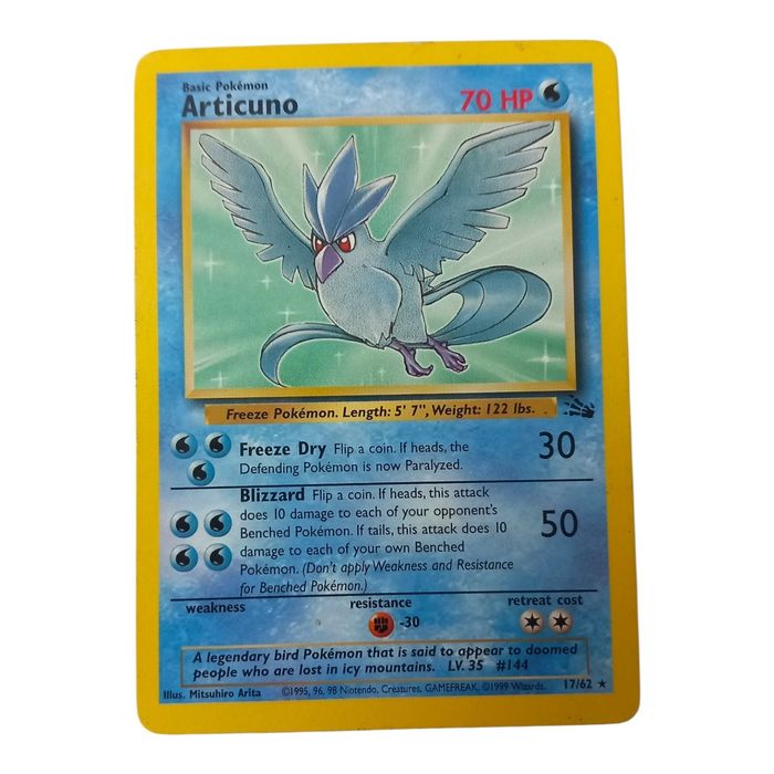 Articuno 17/62 Fossil Rare MP WOTC Vintage Pokemon TCG Card Basic Regular