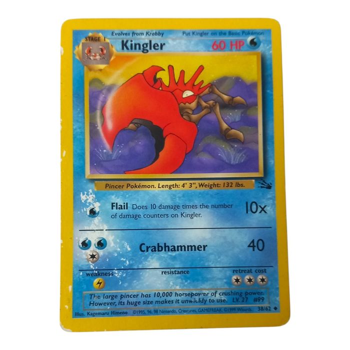 Kingler – Fossil 38/62 – HP – Uncommon – Pokémon TCG Card Stage 1 Regular
