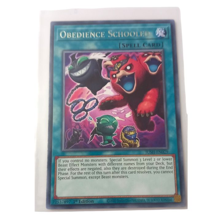 Obedience Schooled JUSH-EN029 Rare 1st Edition Near Mint Yu-Gi-Oh TCG Card