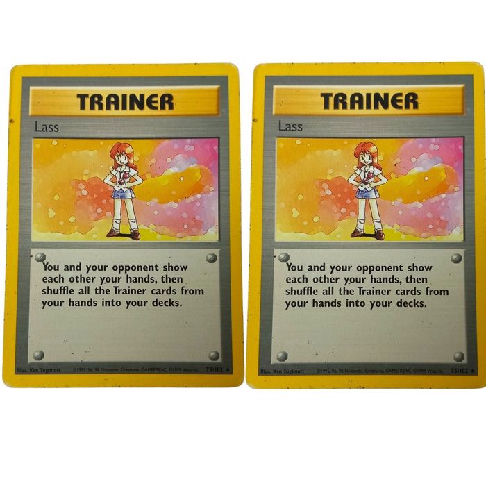 Pokémon TCG Lass Trainer x2 – Base Set 75/102 – Rare – WOTC
