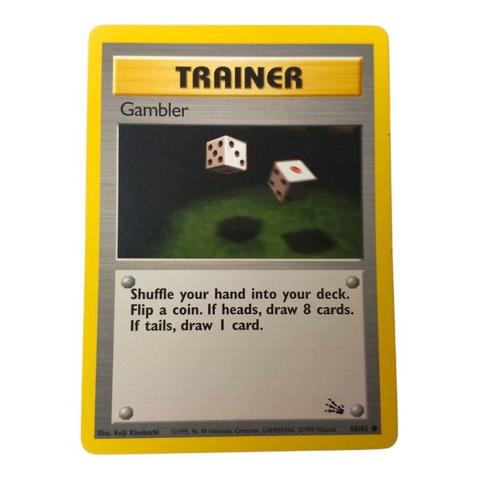Pokémon TCG Gambler Trainer – Fossil 60/62 – WOTC – MP – Tracked 48