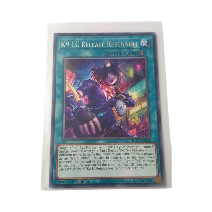 K9-LC Release Restraint JUSH-EN038 Rare 1st Edition NM Yu-Gi-Oh TCG Card Regular