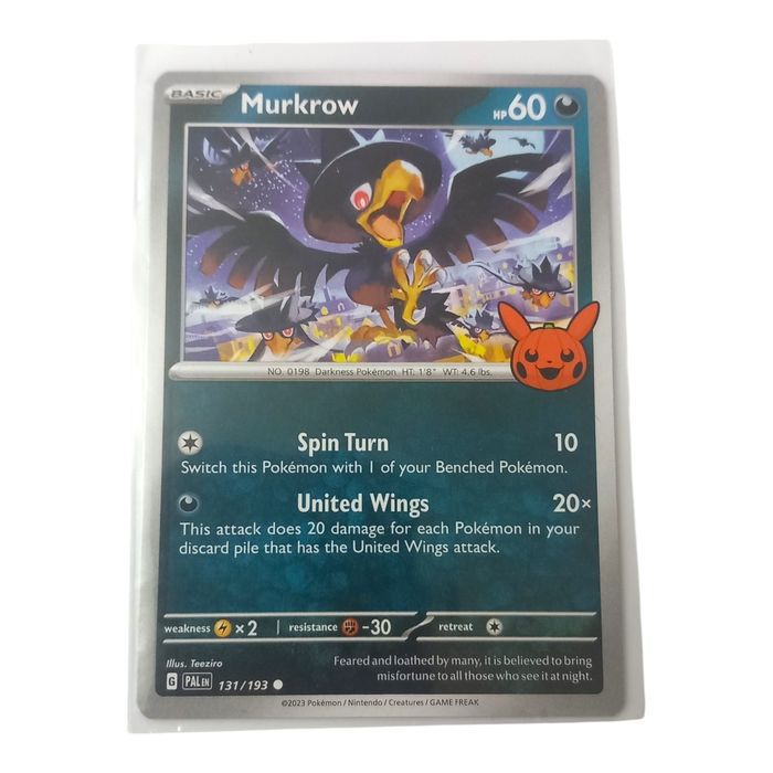 Murkrow 131/193 Trick or Trade 2023 Pokemon TCG Card NM Pumpkin Stamp Common