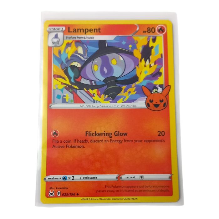 Lampent 025/196 Trick or Trade 2022 Pokemon TCG Card NM Pumpkin Stamp Stage1