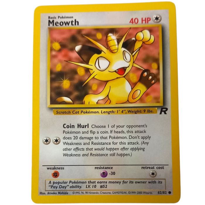 Pokemon Meowth 62/82 Team Rocket Common Non Holo Vintage WOTC