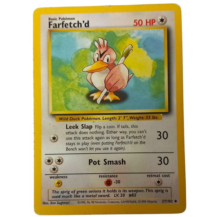 Pokemon Farfetch’d 27/102 Base Set Uncommon Non Holo Vintage WOTC