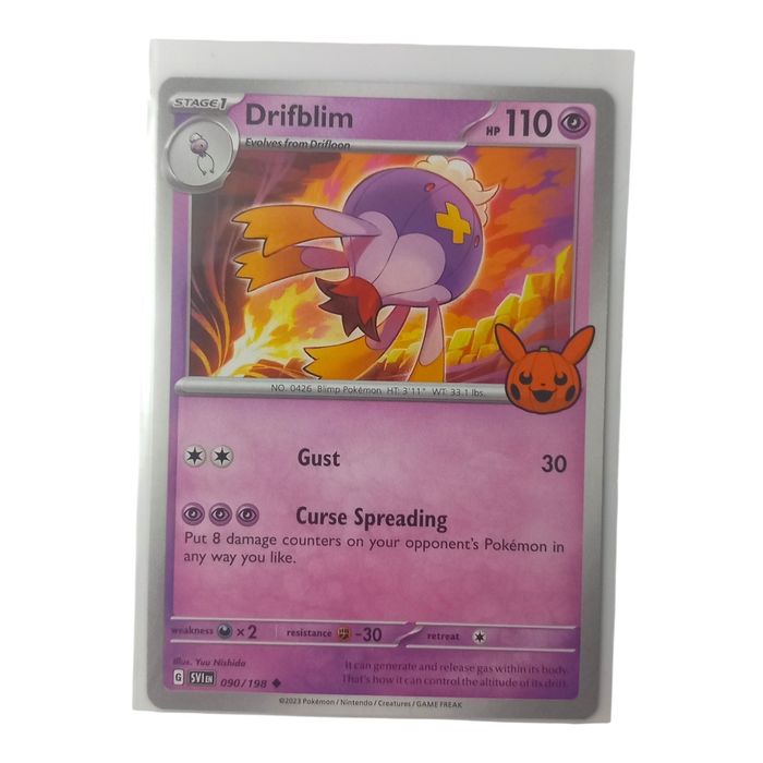 Drifblim 090/198 Trick or Trade 2023 Pokemon TCG Card NM Pumpkin Stamp Stage1