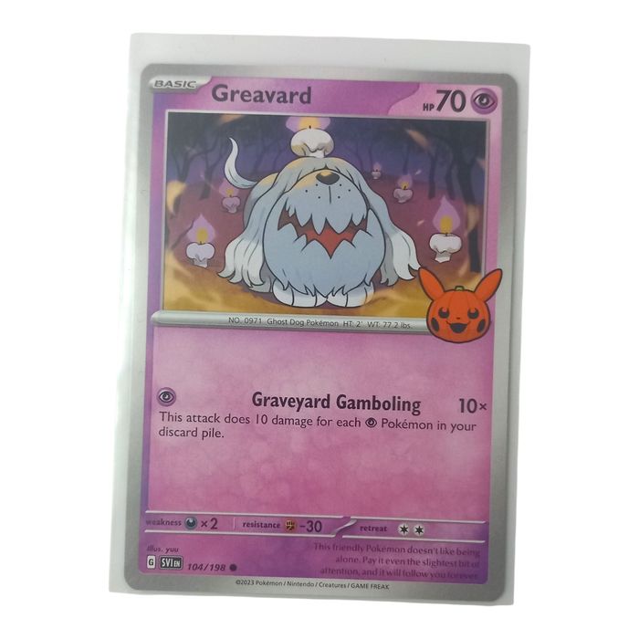 Greavard 104/198 Trick or Trade 2023 Pokemon TCG Card NM Pumpkin Stamp Common