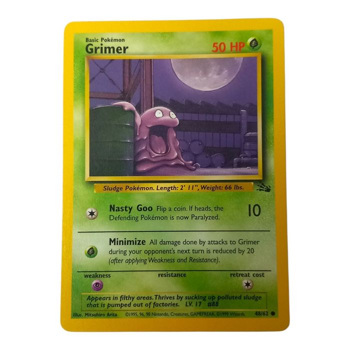 Pokemon Grimer 48/62 Fossil Common WOTC Vintage TCG MP