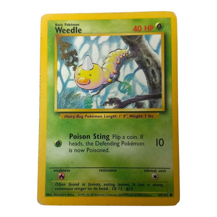 Pokemon Weedle 69/102 Base Set Common WOTC Vintage TCG MP