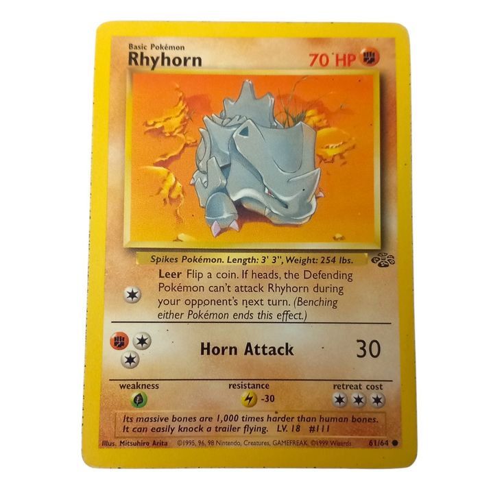 Pokemon Rhyhorn 61/64 Jungle Common WOTC Vintage TCG MP