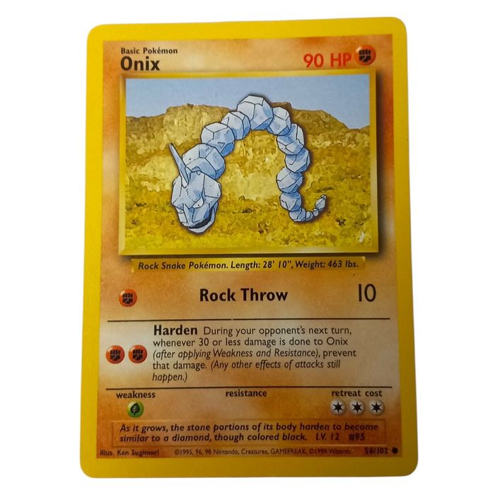 Pokemon Onix 56/102 Base Set Common WOTC Vintage TCG LP