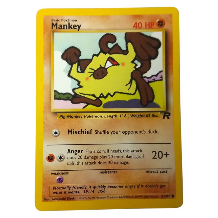 Pokemon Mankey 61/82 Team Rocket Common WOTC Vintage TCG LP