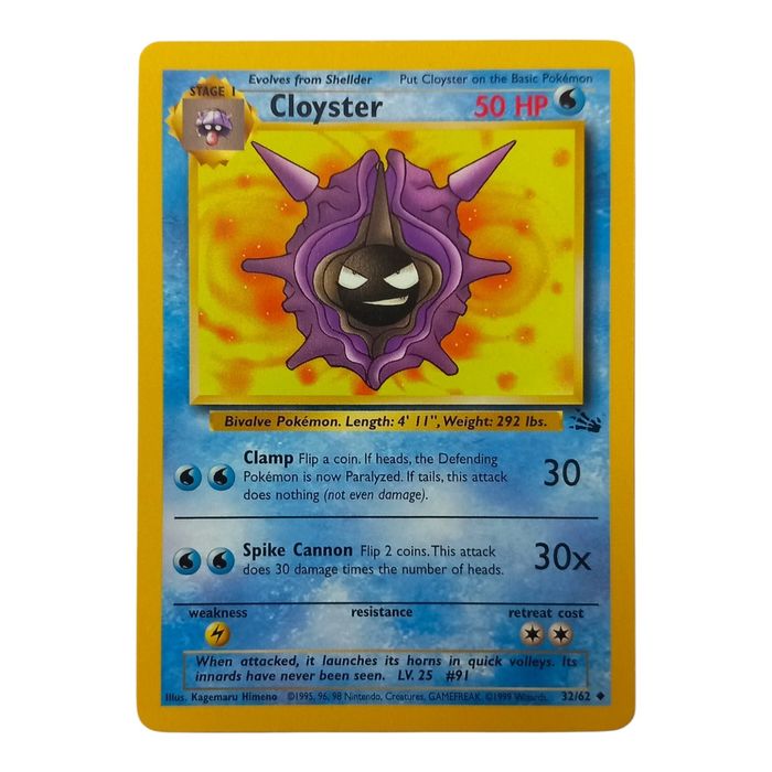 Cloyster Fossil 32/62 Uncommon MP WOTC Pokémon Card
