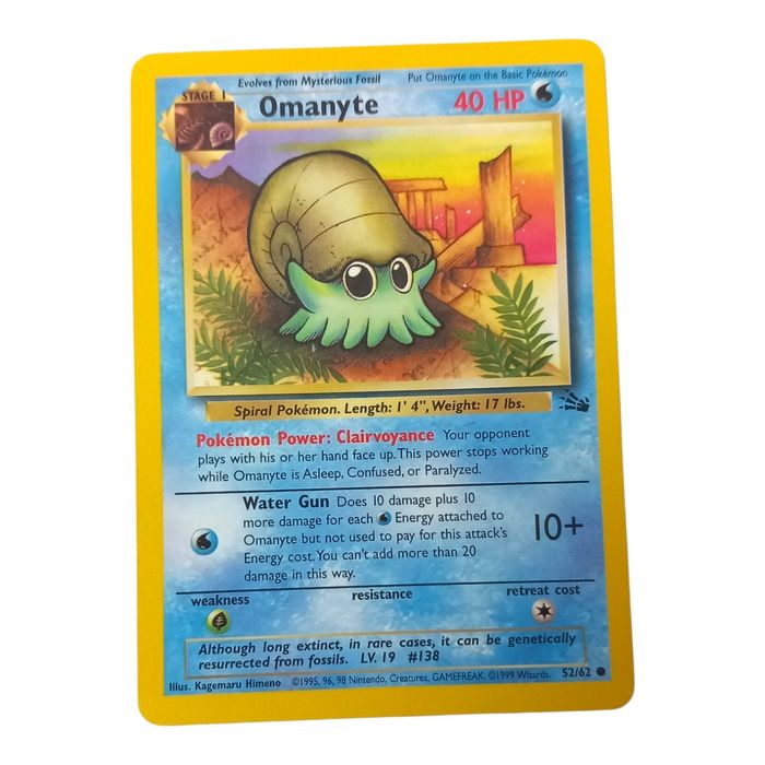 Omanyte 52/62 MP Common Fossil WOTC Pokémon TCG Card Stage 1 Regular
